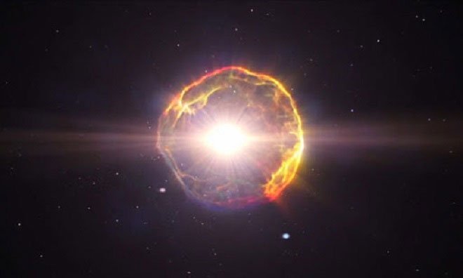 Mô phỏng vụ nổ siêu tân tinh cuối kỷ Devon.