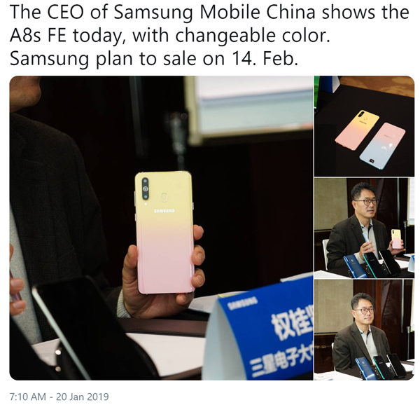 Rộ tin Galaxy A8s có phiên bản đặc biệt cho mùa Valentine 2019