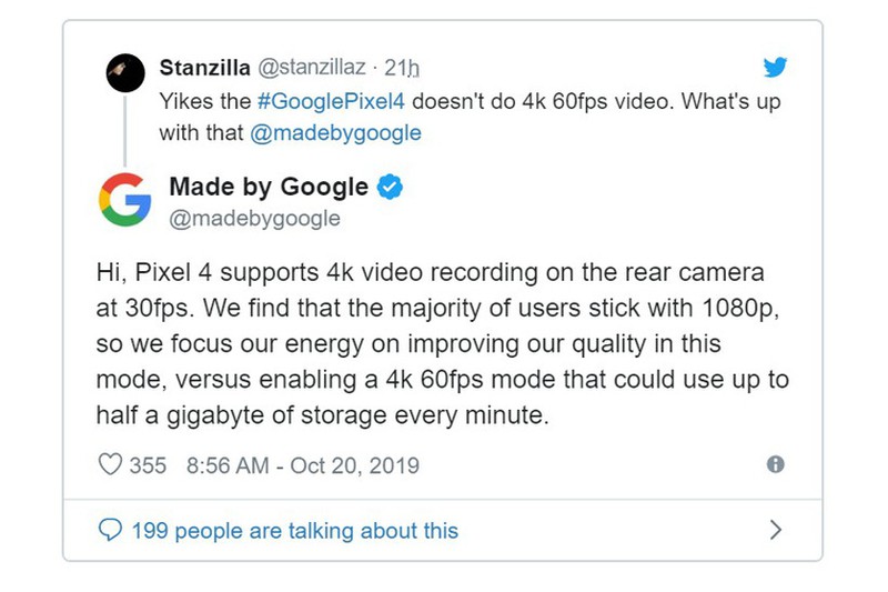 Tai sao Google khong ho tro quay video 4K 60fps tren Pixel 4?