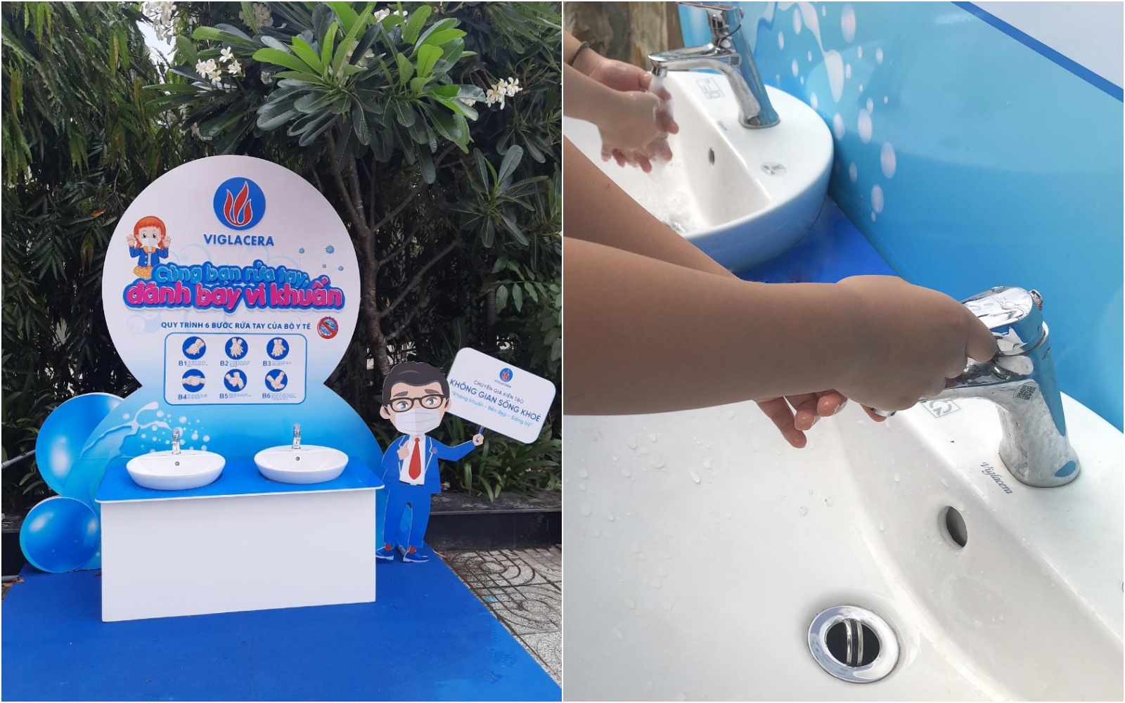 Viglacera lắp đặt miễn phí 10 trạm rửa tay kháng khuẩn tại các trường tiểu học TP.HCM