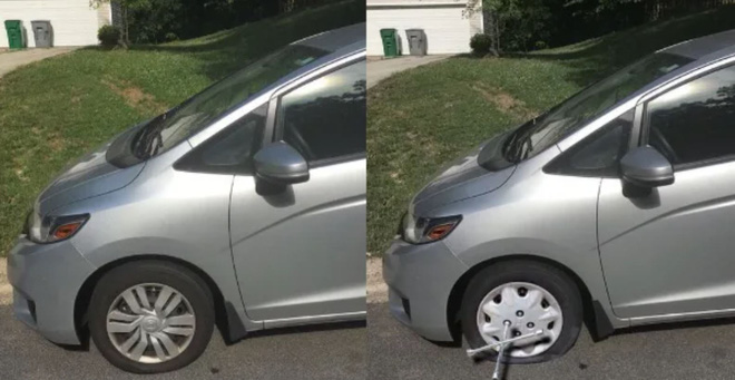 Chán đi làm, thanh niên Photoshop ảnh xe của mình bị thủng lốp để xin nghỉ - Ảnh 1.
