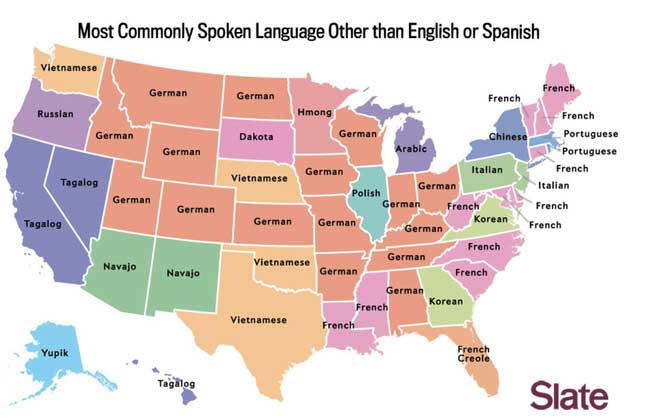 Bên cạnh tiếng Anh và tiếng Tây Ban Nha, tiếng Đức được sử dụng rộng rãi ở nhiều bang trên nước Mỹ.