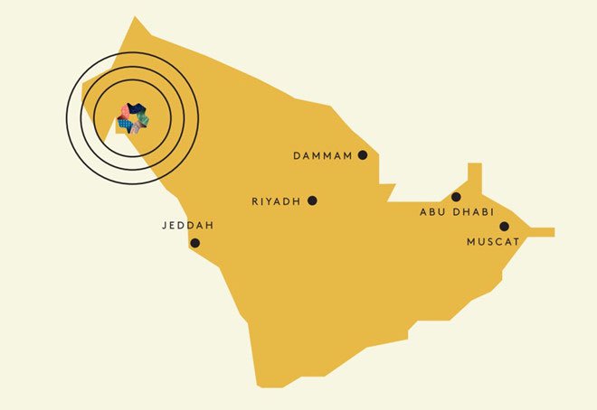 Vị trí của Neom tại Arab Saudi.