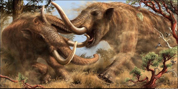 Ảnh đồ họa mô tả voi răng mấu mastodon