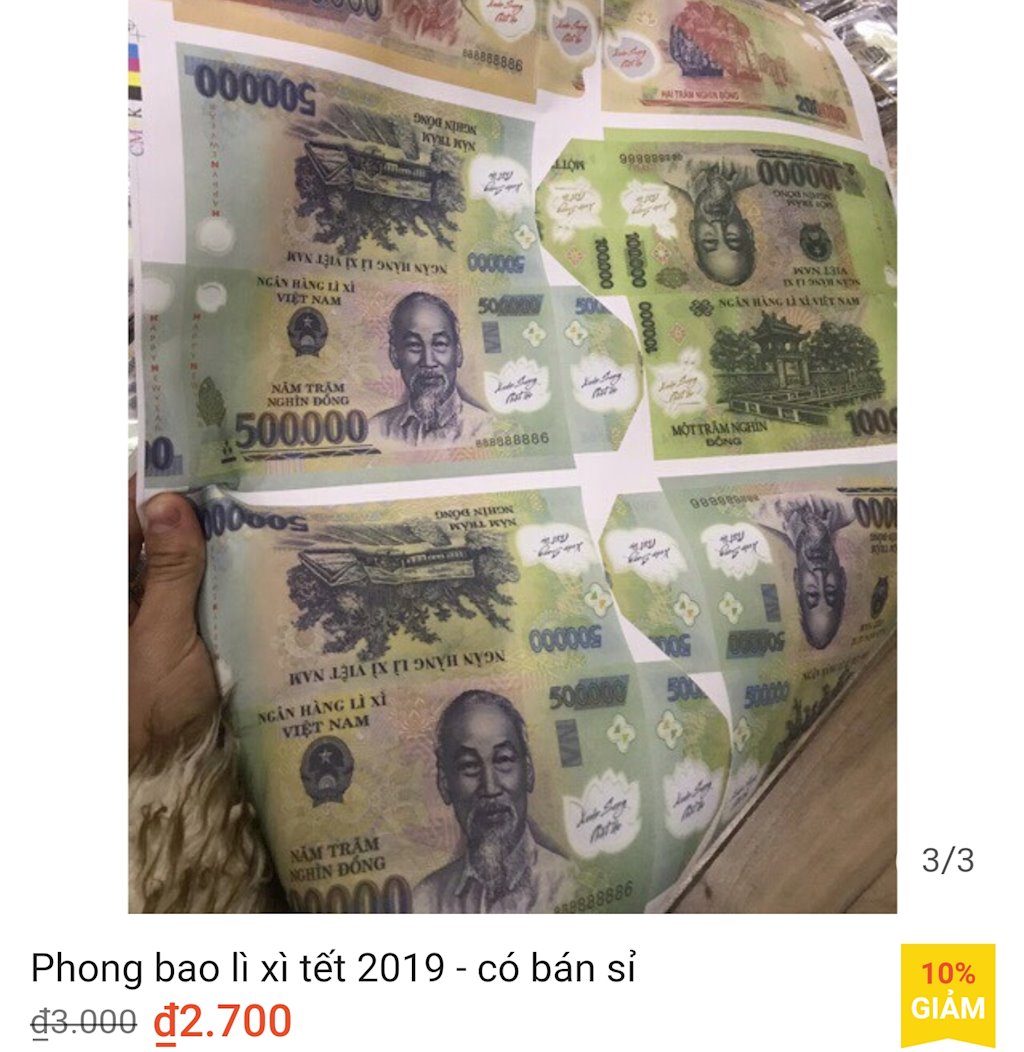 Bất chấp lệnh cấm, hàng độc bao lì xì in hình tiền Việt Nam vẫn rao bán trên mạng dịp gần Tết