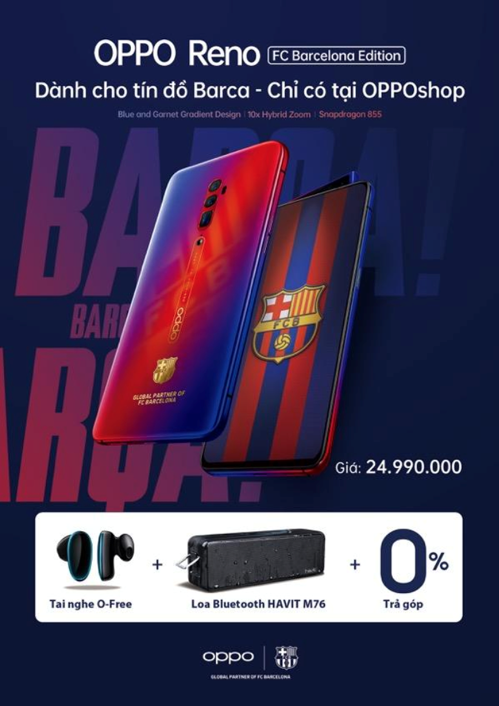 Oppo Reno Zoom 10x bản giới hạn FC Barcelona lên kệ tại Việt Nam giá 25 triệu ảnh 3