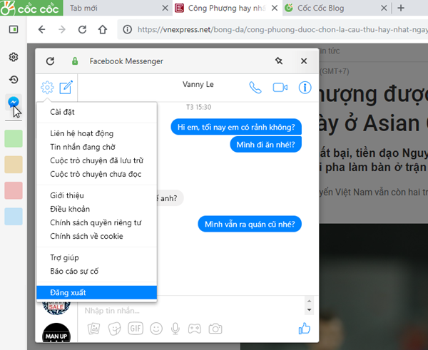 Lướt web và nhắn tin Messenger trên cùng màn hình với phiên bản Cốc Cốc 77