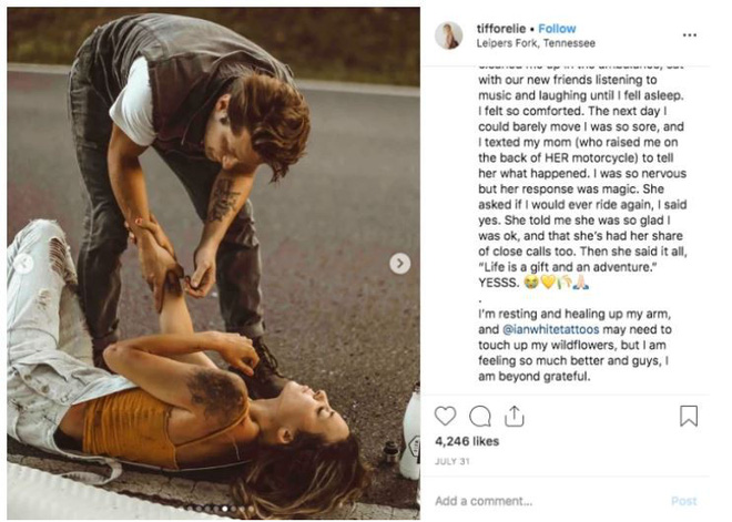 Bị tai nạn xe máy mà vẫn có bộ ảnh cực nghệ, hot Instagrammer bị cộng đồng mạng mắng cho 1 trận vì tội dàn cảnh sống ảo - Ảnh 3.