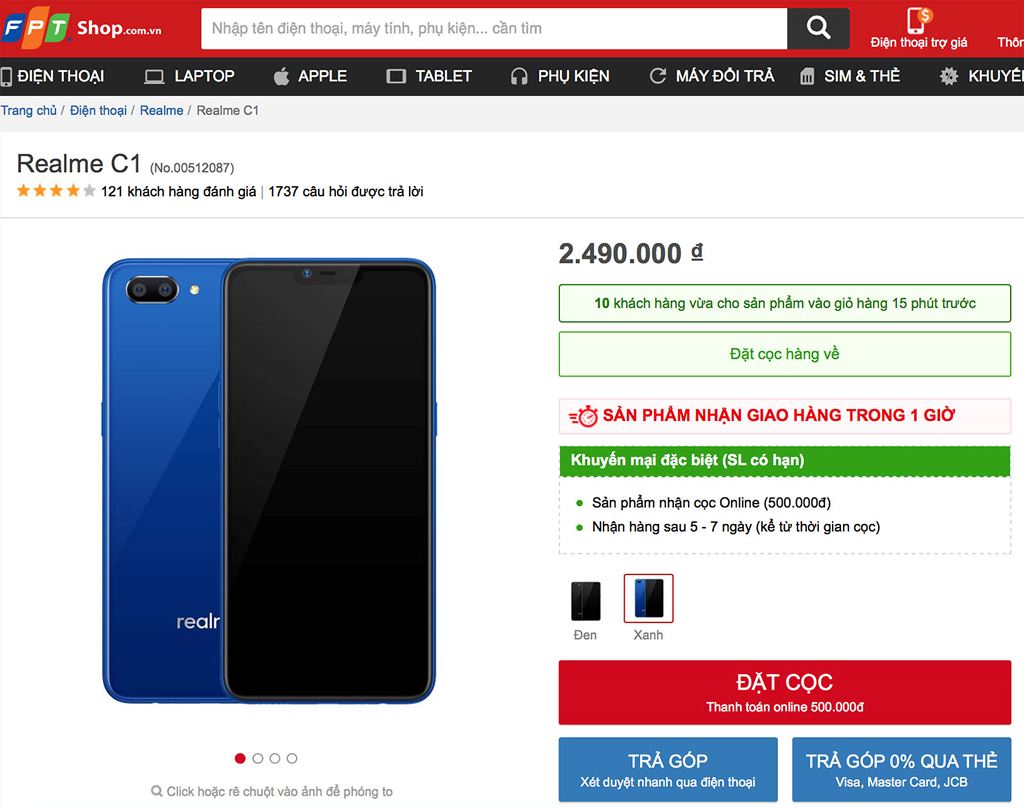 Realme C1 phiên bản màu xanh chính thức bán ra từ ngày 26/11 trên kênh online của TGDĐ và FPT Shop ảnh 5