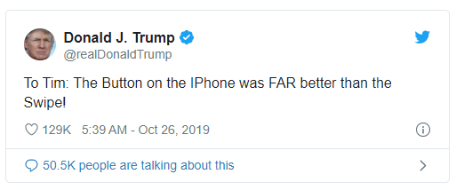 Donald Trump trách CEO Tim Cook vì bỏ nút Home trên iPhone