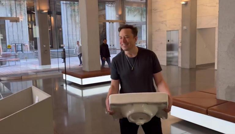 Tỉ phú Elon Musk xách... bồn rửa đến thăm văn phòng Twitter - Ảnh 1.