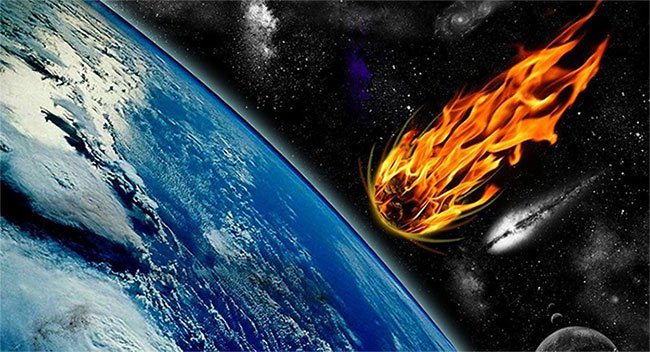 Phác họa cảnh thiên thạch bốc cháy ngùn ngụt khi lao xuống Trái đất.