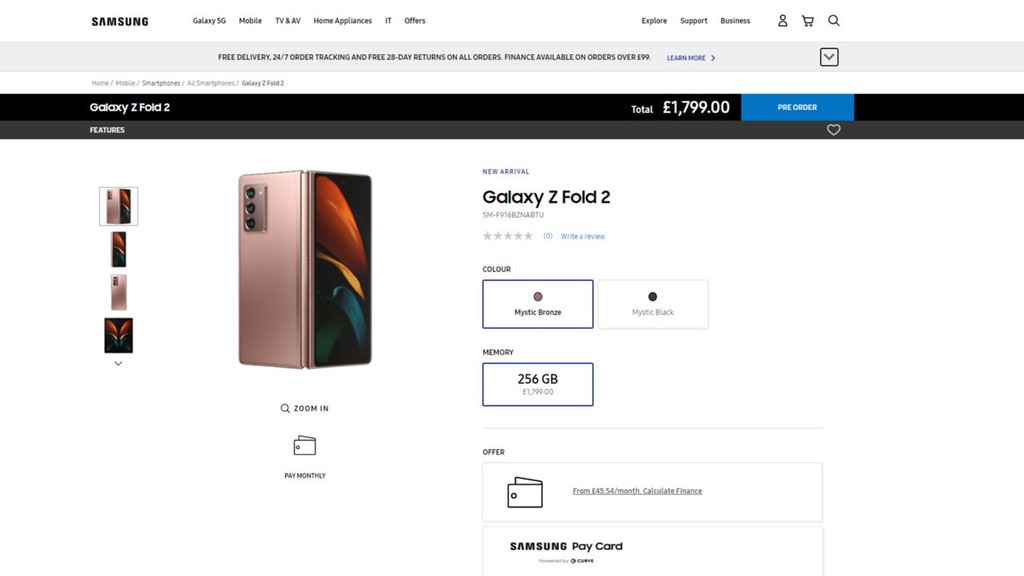 Samsung Galaxy Z Fold 2 đã có giá, rẻ hơn so với Fold đời đầu ảnh 1