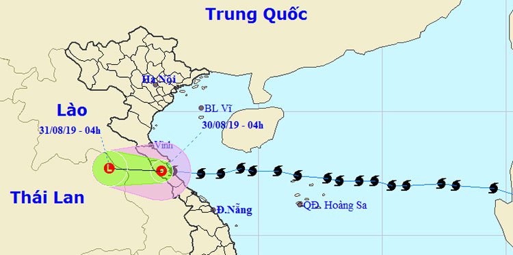 Bão suy yếu thành áp thấp nhiệt đới sau khi đổ bộ vào các tỉnh Hà Tĩnh, Quảng Bình.