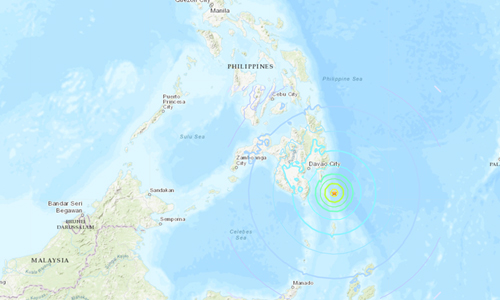Tâm chấn trận động đất ngoài khơi Philippines