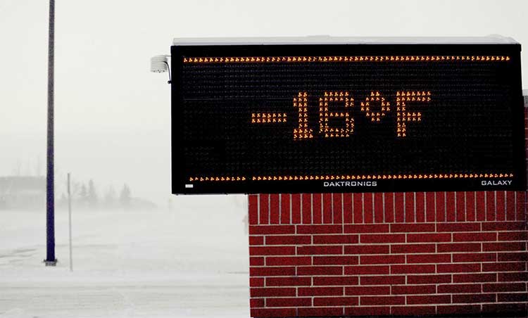 Bảng điện tử báo nhiệt độ bên ngoài trường tiểu học ở bang Minnesota ngày 29/1.
