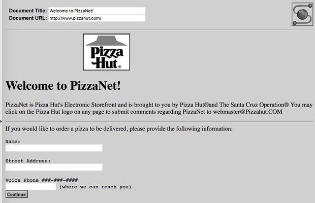 Giao diện website PizzaNet.