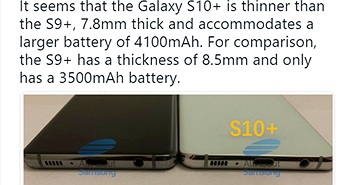 Rò rỉ kích thước và dung lượng pin của Galaxy S10 Plus