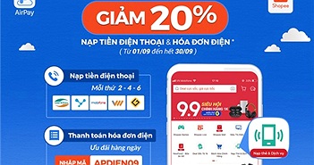 Tiết kiệm 20% khi nạp tiền điện thoại và thanh toán tiền điện trên Shopee với AirPay Tiết kiệm 20% khi nạp tiền điện thoại và thanh toán tiền điện trên Shopee với AirPay
