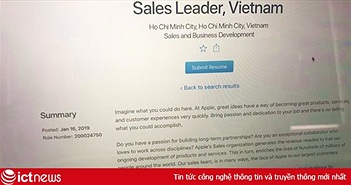 Apple tuyển Giám đốc kinh doanh tại Việt Nam Apple tuyển Giám đốc kinh doanh tại Việt Nam