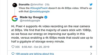 Tại sao Google không hỗ trợ quay video 4K 60fps trên Pixel 4?