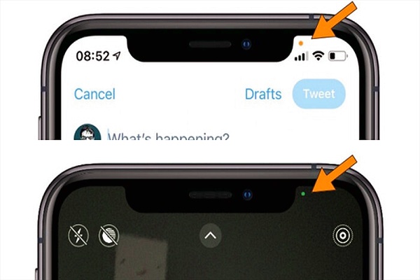 Chấm tròn cam và xanh xuất hiện trên iPhone ý nghĩa gì?